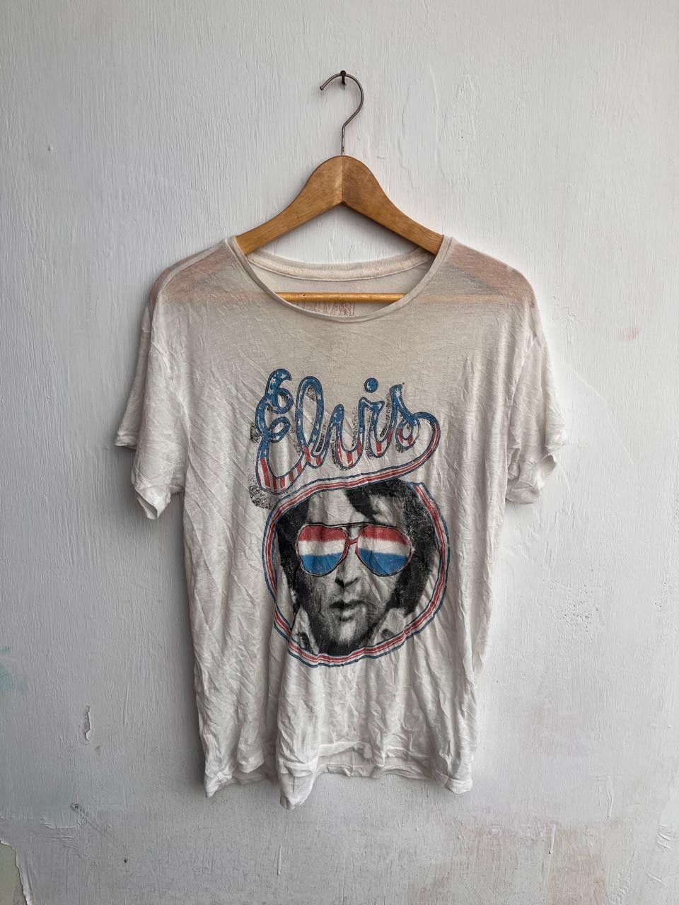 Japanese Brand Elvis 80s White Music Tshirt Size US S / EU 44-46 / 1 - 2 Thumbnail