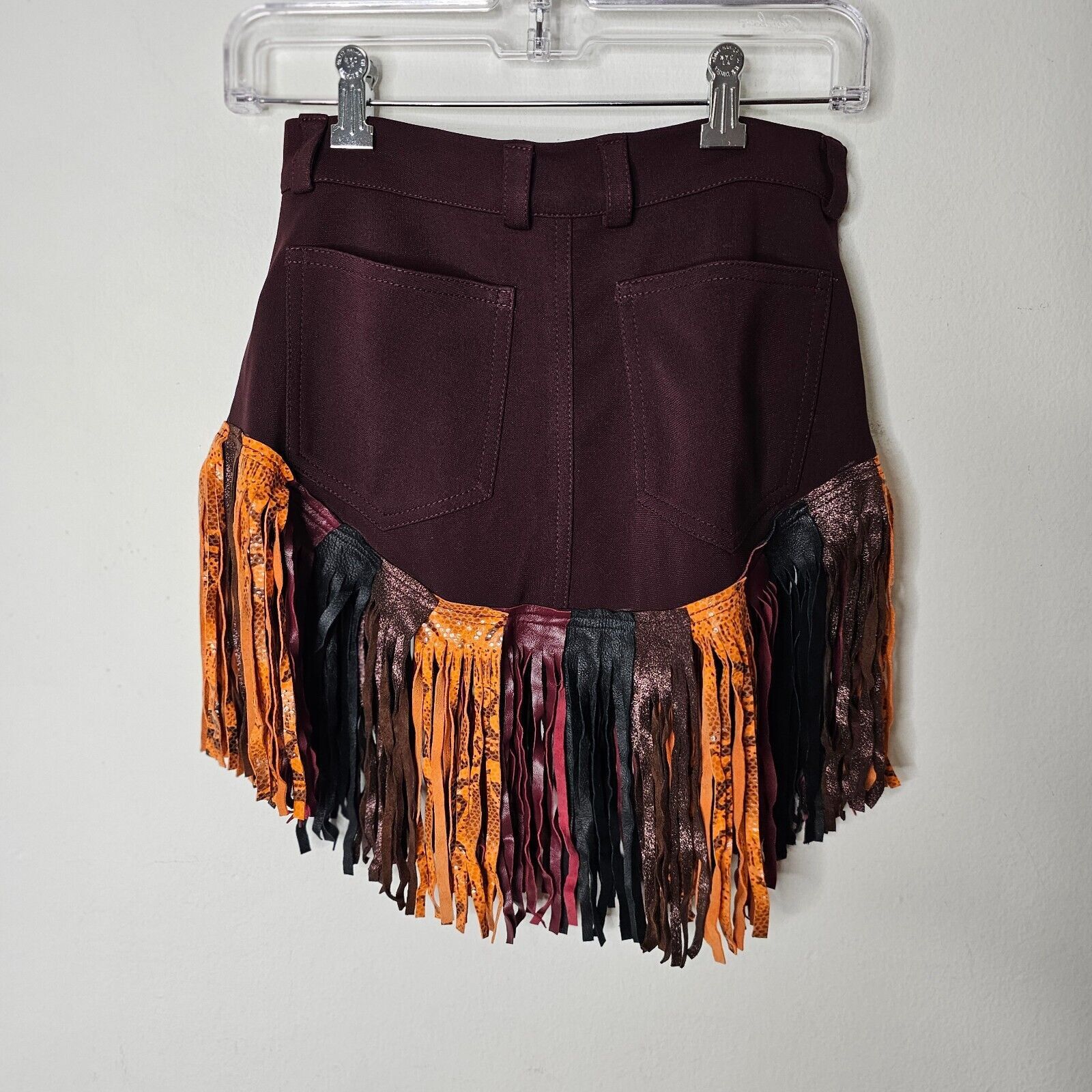 Other Burgundy Mini Snake Print Orange Black Brown Leatherette M Size 28" / US 6 / IT 42 - 2 Thumbnail