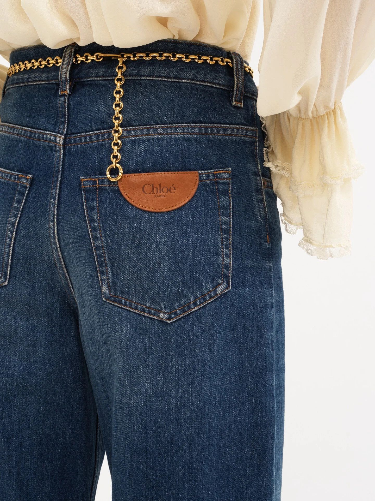 Chloe o1loc1c10226 Cropped Wide-Leg Jeans in Night Blue Size 28" / US 6 / IT 42 - 6 Thumbnail