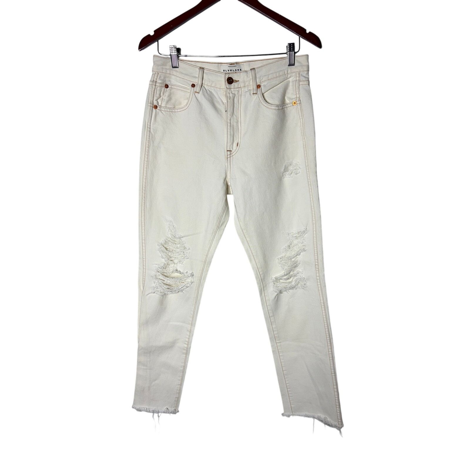 SLVRLAKE SLVRLAKE Hero white cropped distressed high rise jeans 27 Size 27" / US 4 / IT 40 - 2 Thumbnail
