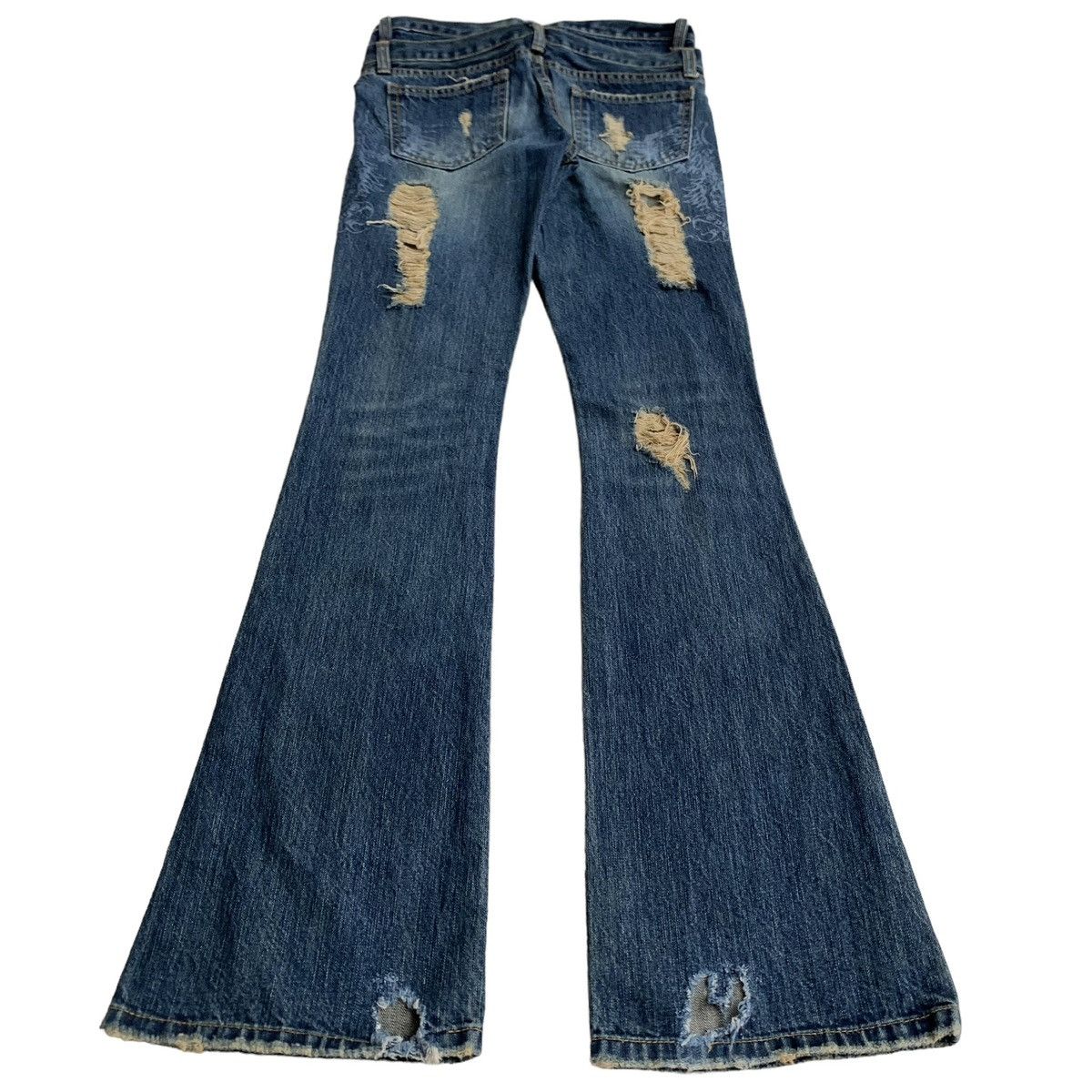 Japanese Brand × Vintage 2000s Spiral Girl Mud Wash Double Waist Flared Jeans Size 28" / US 6 / IT 42 - 4 Thumbnail
