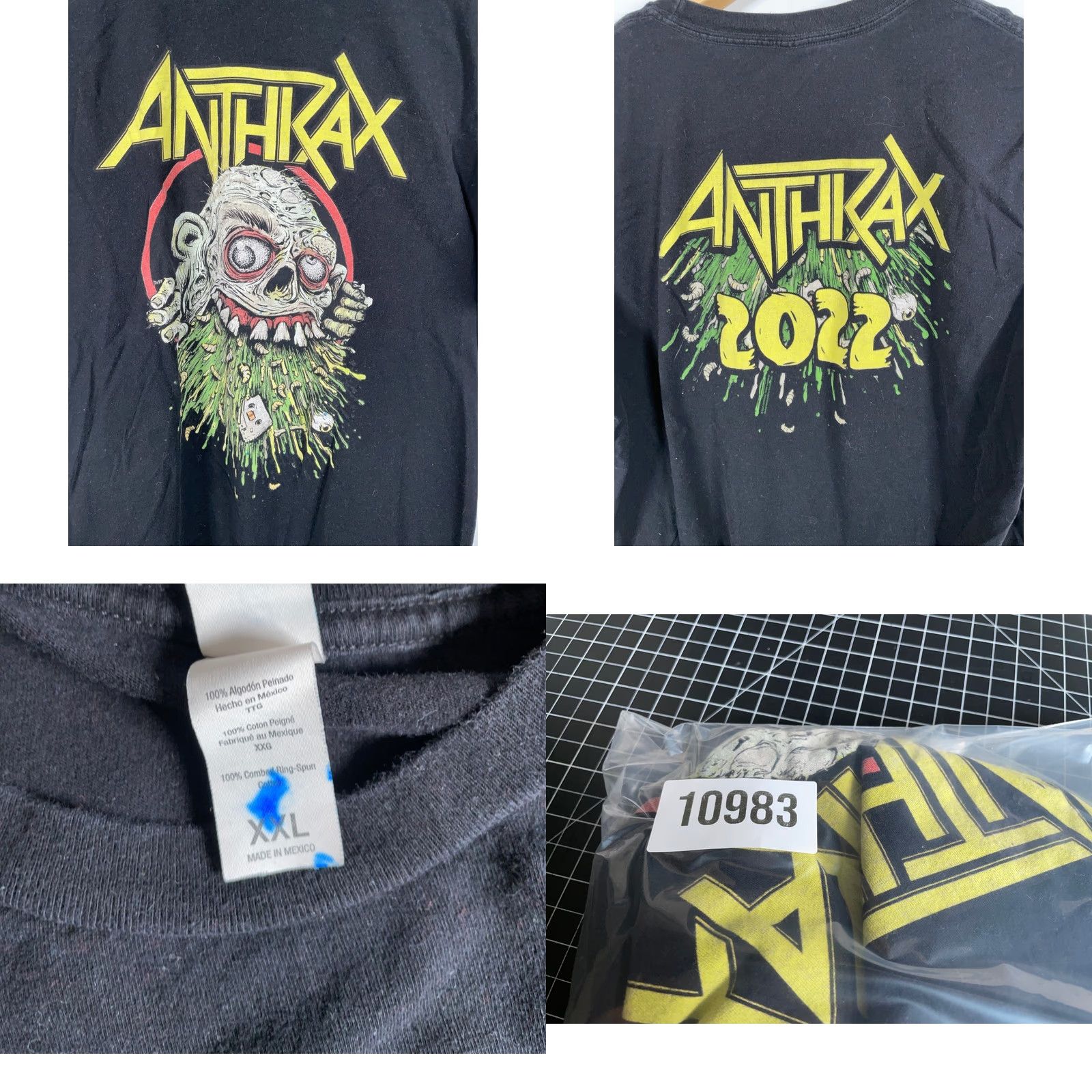 Tultex Anthrax 2022 Tour T-Shirt Women's 2XL Black Double Sided Print Tultex Shirt Size XXL / US 16-18 / IT 52-54 - 8 Thumbnail