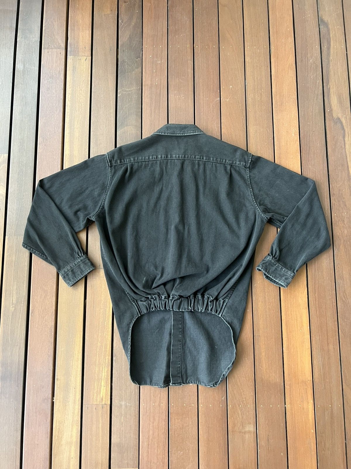 Raf Simons SS18 Raf Simons Black Denim Shirt with Elastic on the Back Size US S / EU 44-46 / 1 - 11 Thumbnail