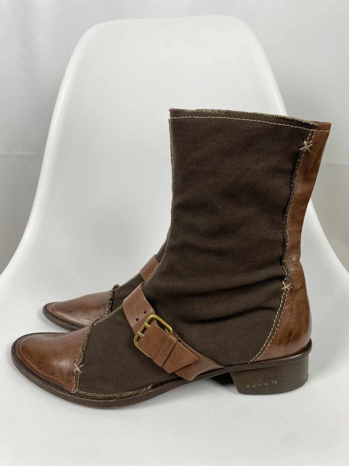 Other Latitude Femme Zip Boots Leather & Canvas size 38 Size US 8 / IT 38 - 3 Thumbnail