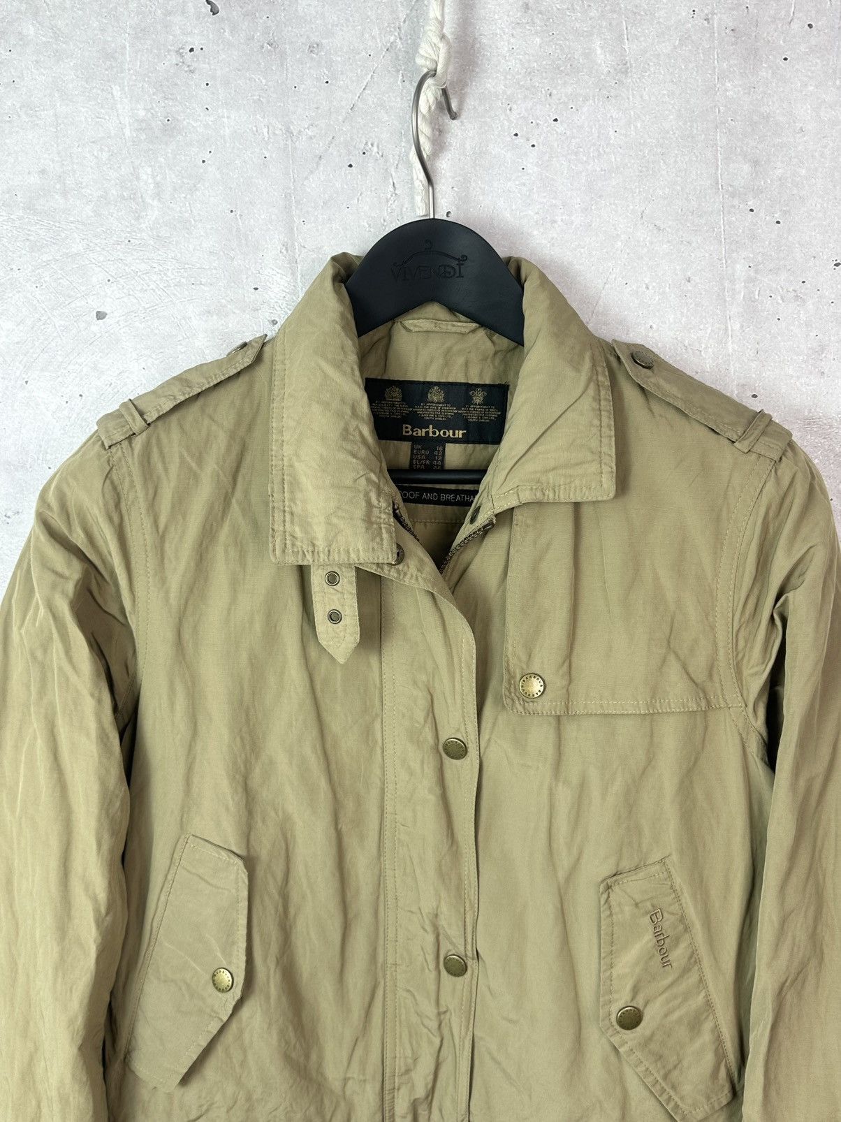 Barbour Barbour 1939 Steel Flyer Beige Women’s Bomber Zip Jacket Size XL / US 12-14 / IT 48-50 - 3 Thumbnail