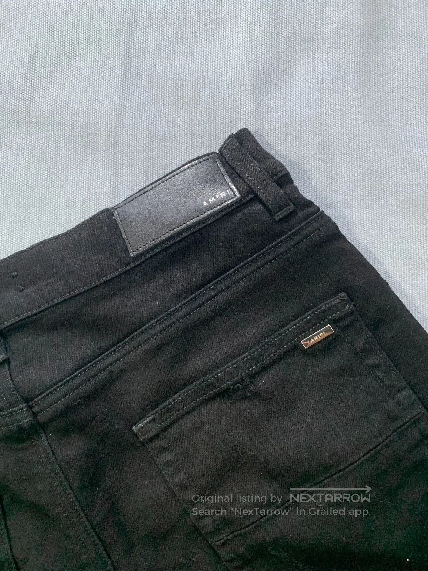 Amiri AMIRI Leather Patchwork Distressed Jeans. Size US 33 - 4 Thumbnail
