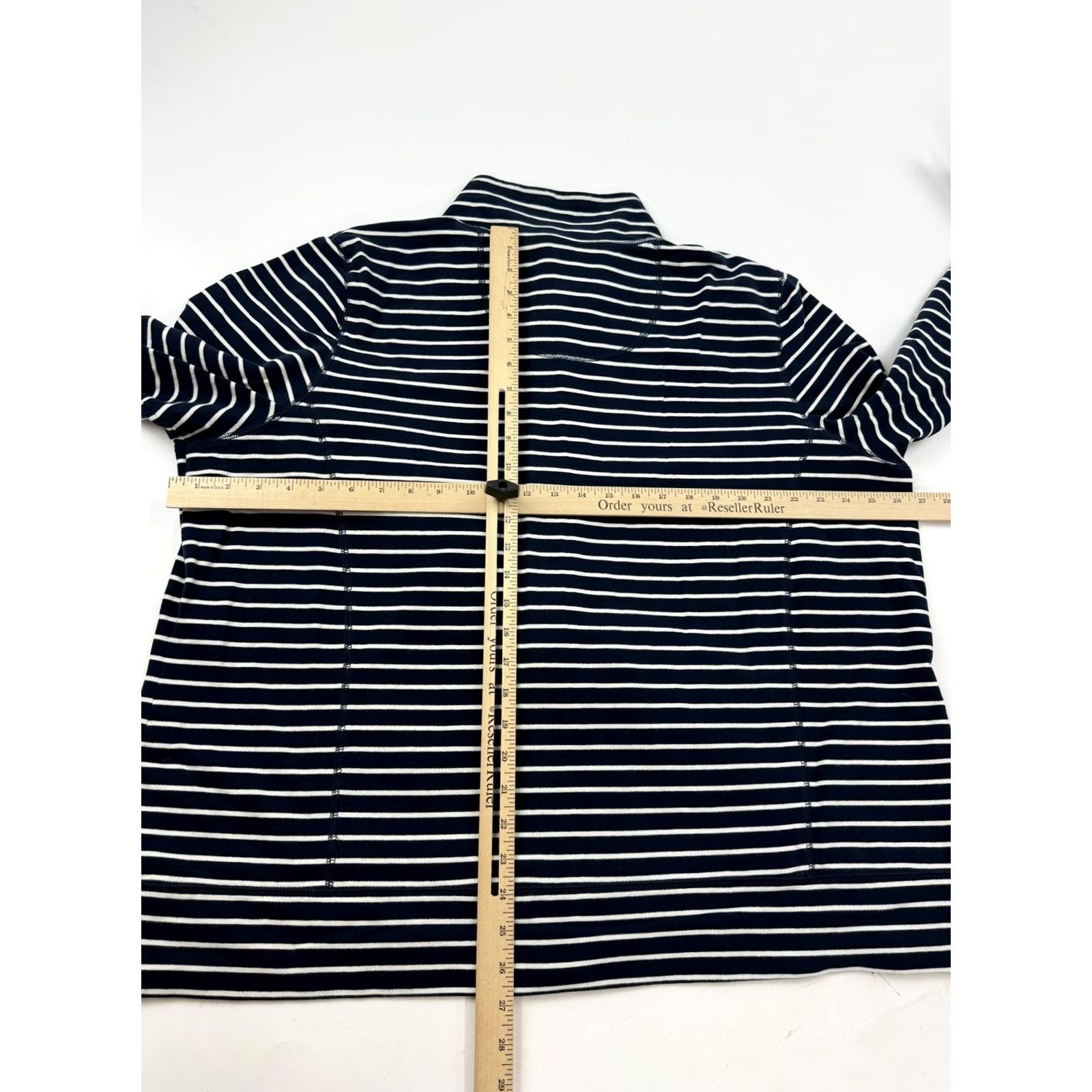 Vintage L.L.Bean Jacket Womens 3X Blue Stripe Knit Full Zip Pockets Nautical Casual Size XXL / US 16-18 / IT 52-54 - 6 Thumbnail