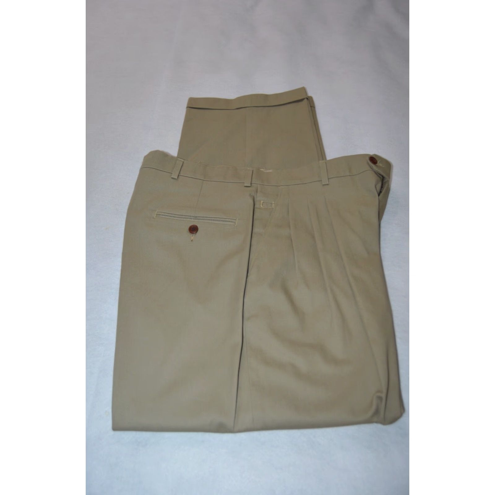 Vintage men's Chino Pants 36 / 30 khaki cotton zipper pockets beige classic Regular Mens Size US 36 / EU 52 - 4 Thumbnail