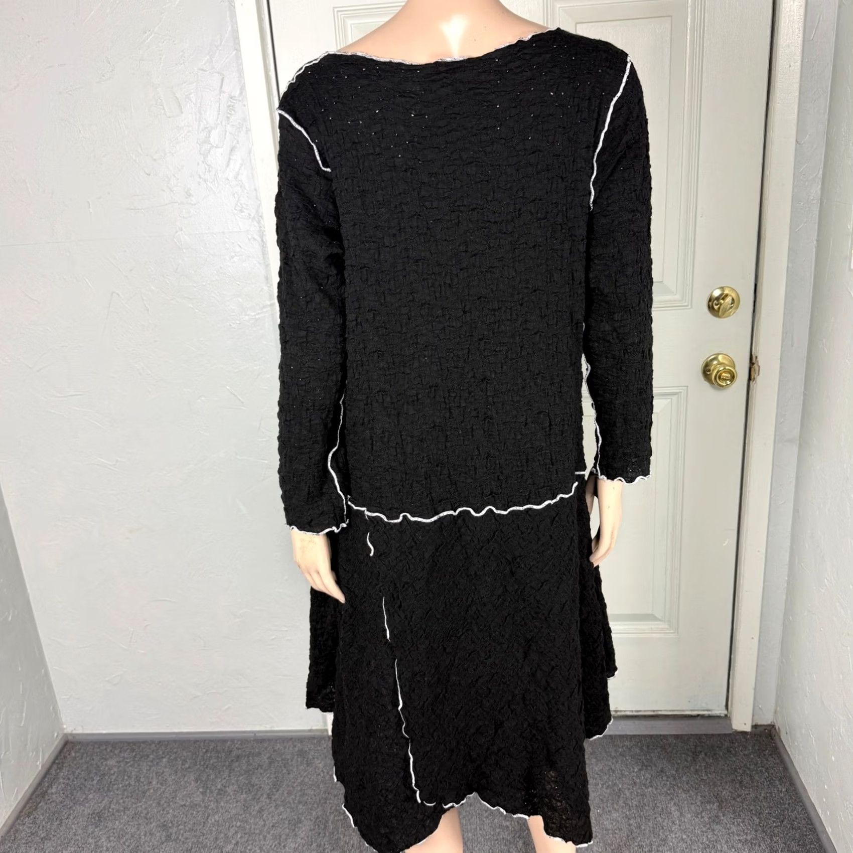 Vintage Noblu Dress Mini Black Cotton Knit Long Sleeve Scoop Neck Casual Womens M Lagelook Vintage No Size M / US 6-8 / IT 42-44 - 4 Thumbnail