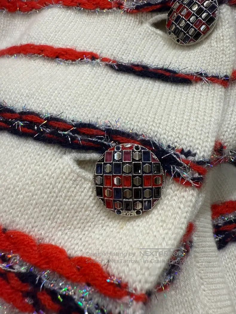 Chanel Chanel White and red striped cashmere jacket Size XXS / US 00 / IT 34 - 4 Thumbnail