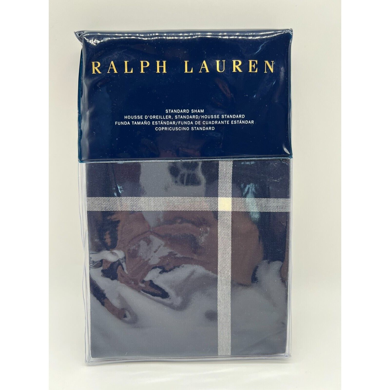 Ralph Lauren Ralph Lauren Home Equestrian Windowpane Sham Navy Standard Size ONE SIZE - 1 Thumbnail