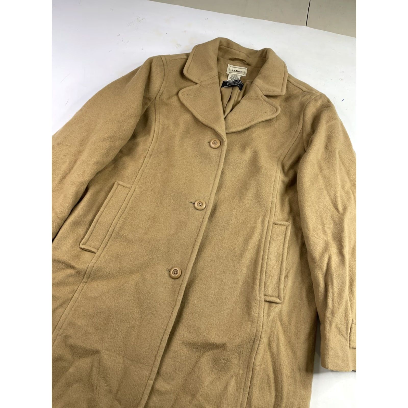 Vintage VINTAGE LL Bean Bellandi Italy Wool Coat Double Breasted Peacoat Thinsulate Size 18 R Tan Women's Coat Size XXL / US 16-18 / IT 52-54 - 2 Thumbnail