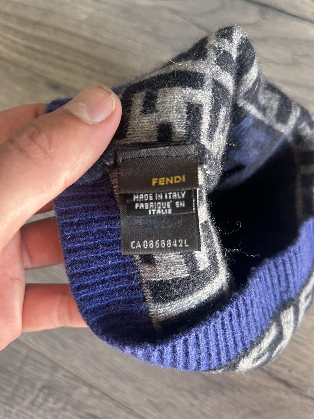 Fendi FF Zucca Monogram Wool/Cashmere Blend Beanie Size ONE SIZE - 3 Thumbnail