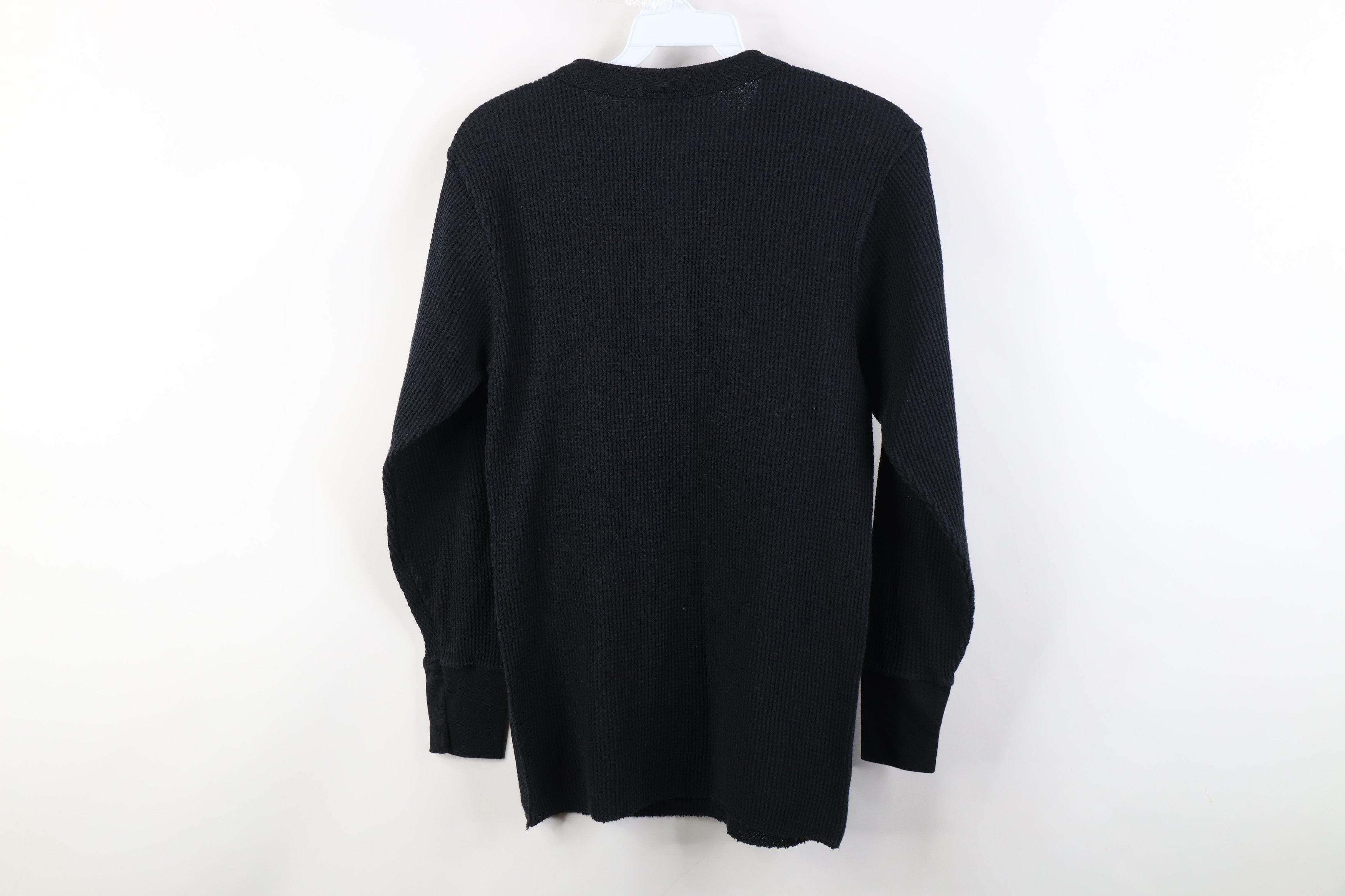 Vintage Vintage 90s Y2K Streetwear Waffle Knit Henley T-Shirt Black Size US M / EU 48-50 / 2 - 8 Thumbnail
