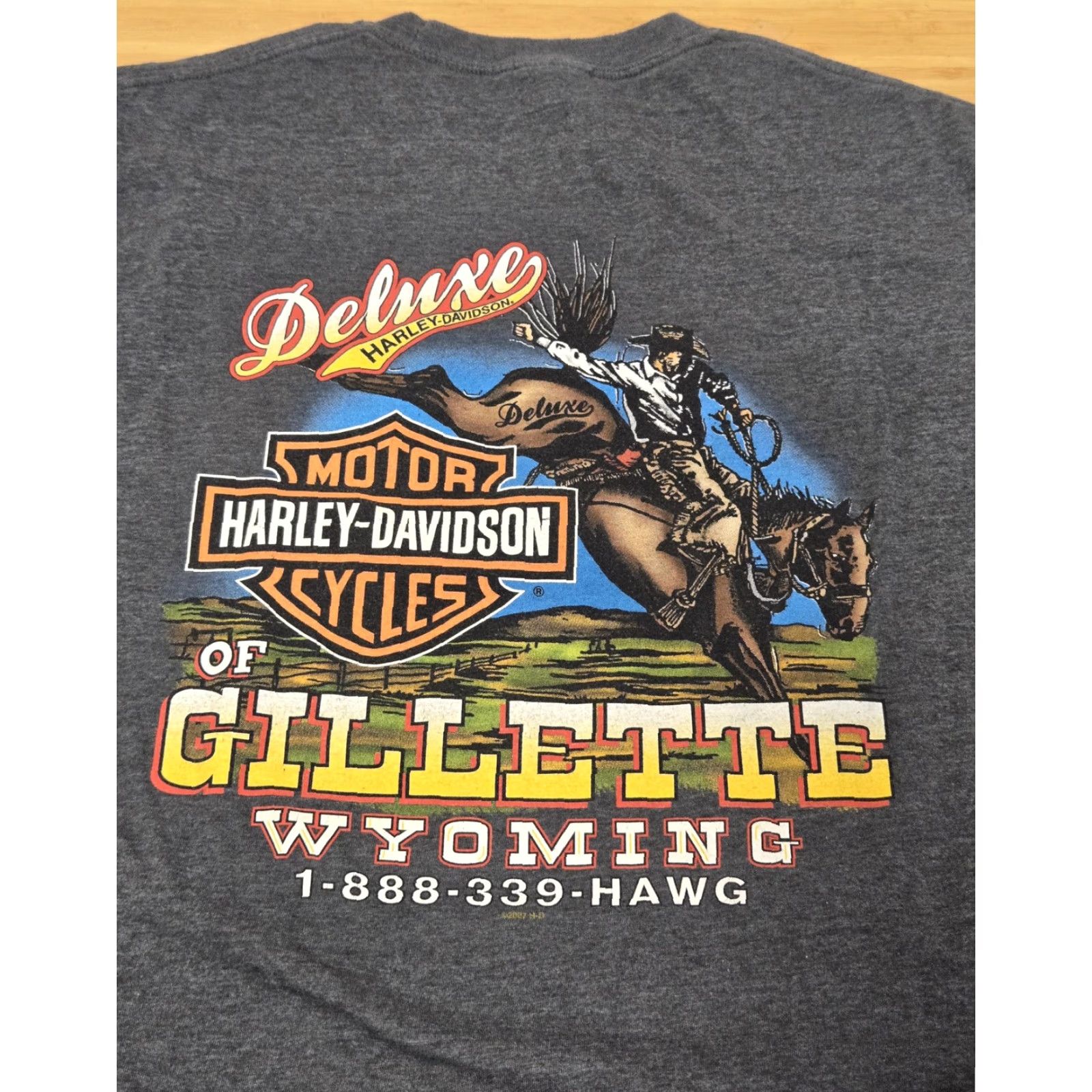 Harley Davidson Harley-Davidson Shirt Mens L Gray Deluxe Gillette Wyoming Cowboy Motorcycle Tee Shirt Size US L / EU 52-54 / 3 - 5 Thumbnail