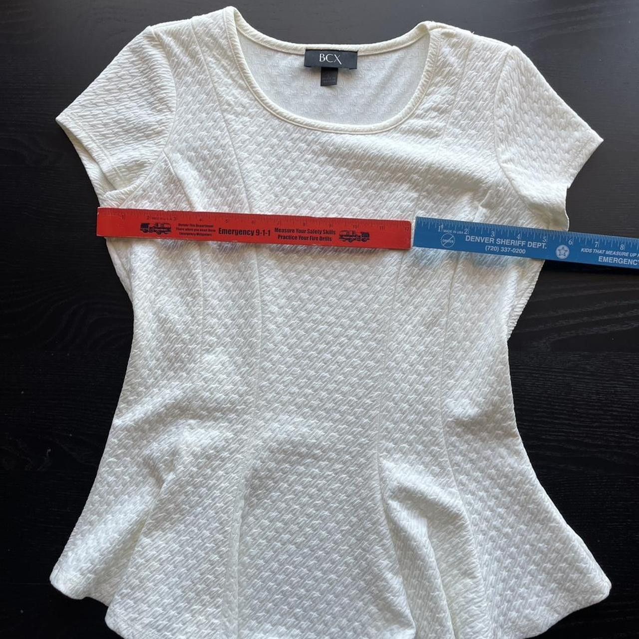 Other ✨ Elegant BCX White Textured Peplum Top ✨ Size L / US 10 / IT 46 - 4 Thumbnail