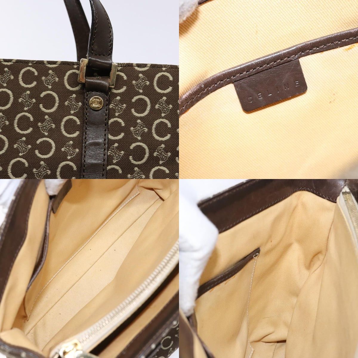 Celine CELINE C Macadam Canvas Hand Bag Brown Gold Size ONE SIZE - 11 Thumbnail