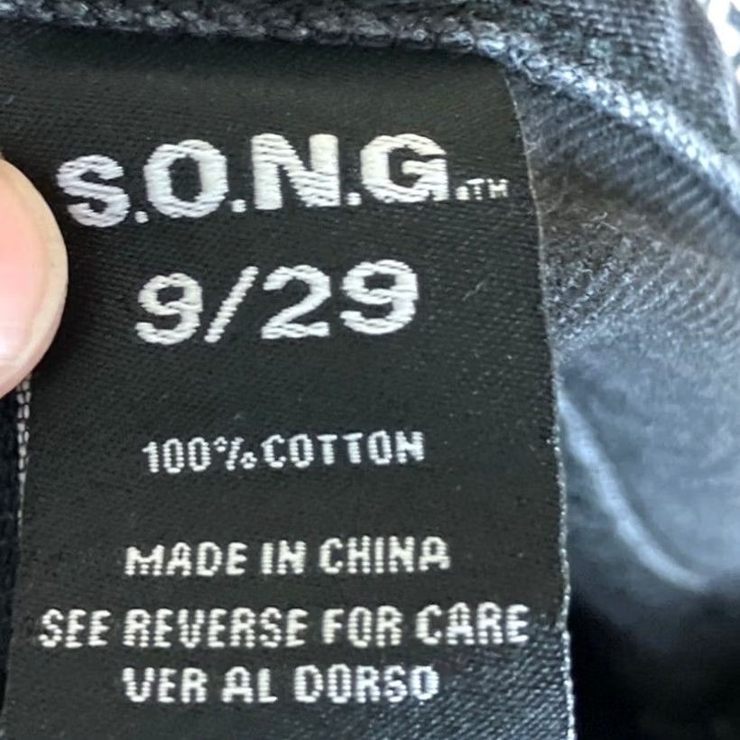 Vintage S.O.N.G Womens Jeans Black Denim High Rise Classic Mom Distressed 9/29 Jeans 29in 27.5in Inseam Regular Size 9 Ladies Boys Girls Mens Womens Size 29" - 5 Thumbnail