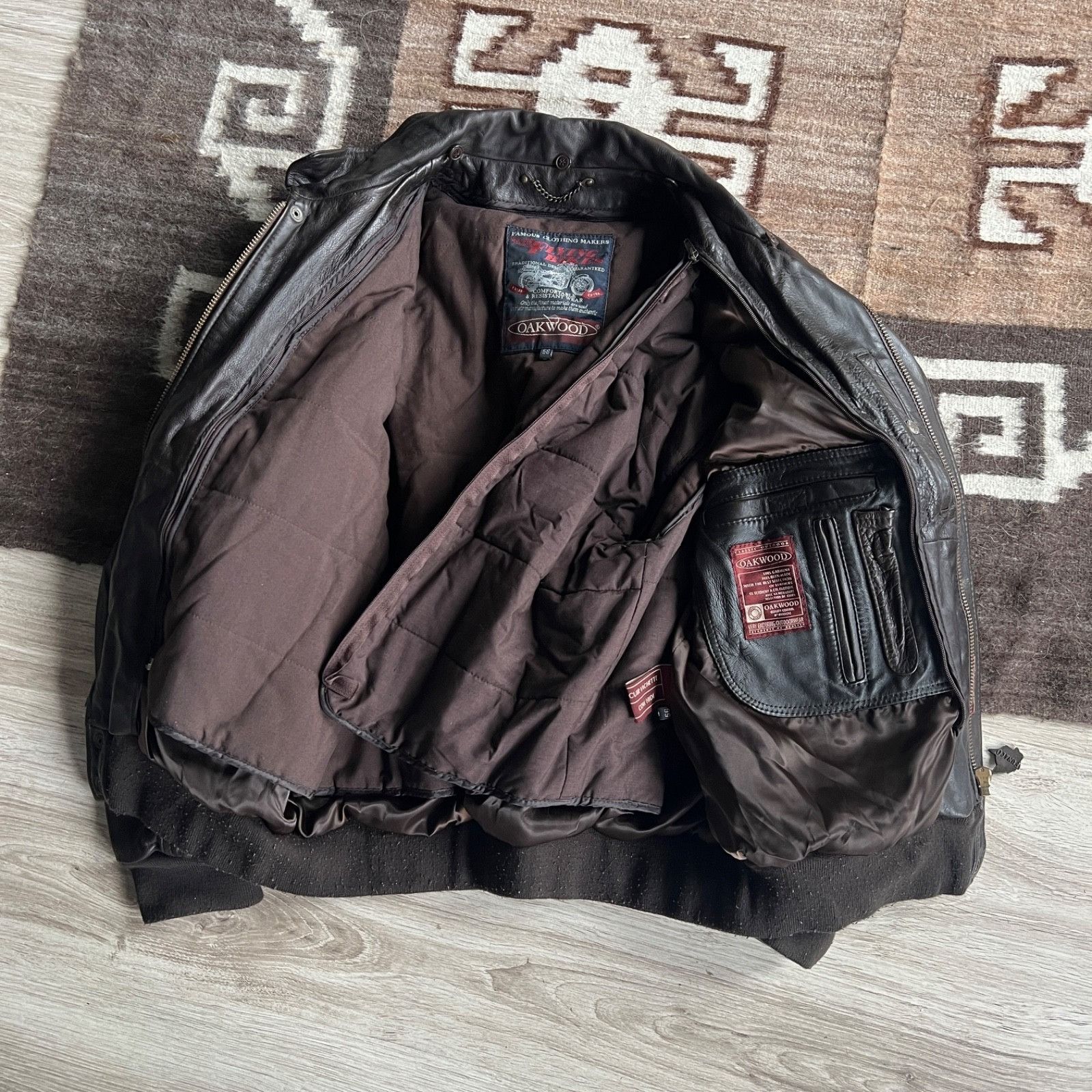 Genuine Leather Oakwood Flying Bikes Leather Cowhide Biker Jacket 9882AC Size US XL / EU 56 / 4 - 4 Thumbnail