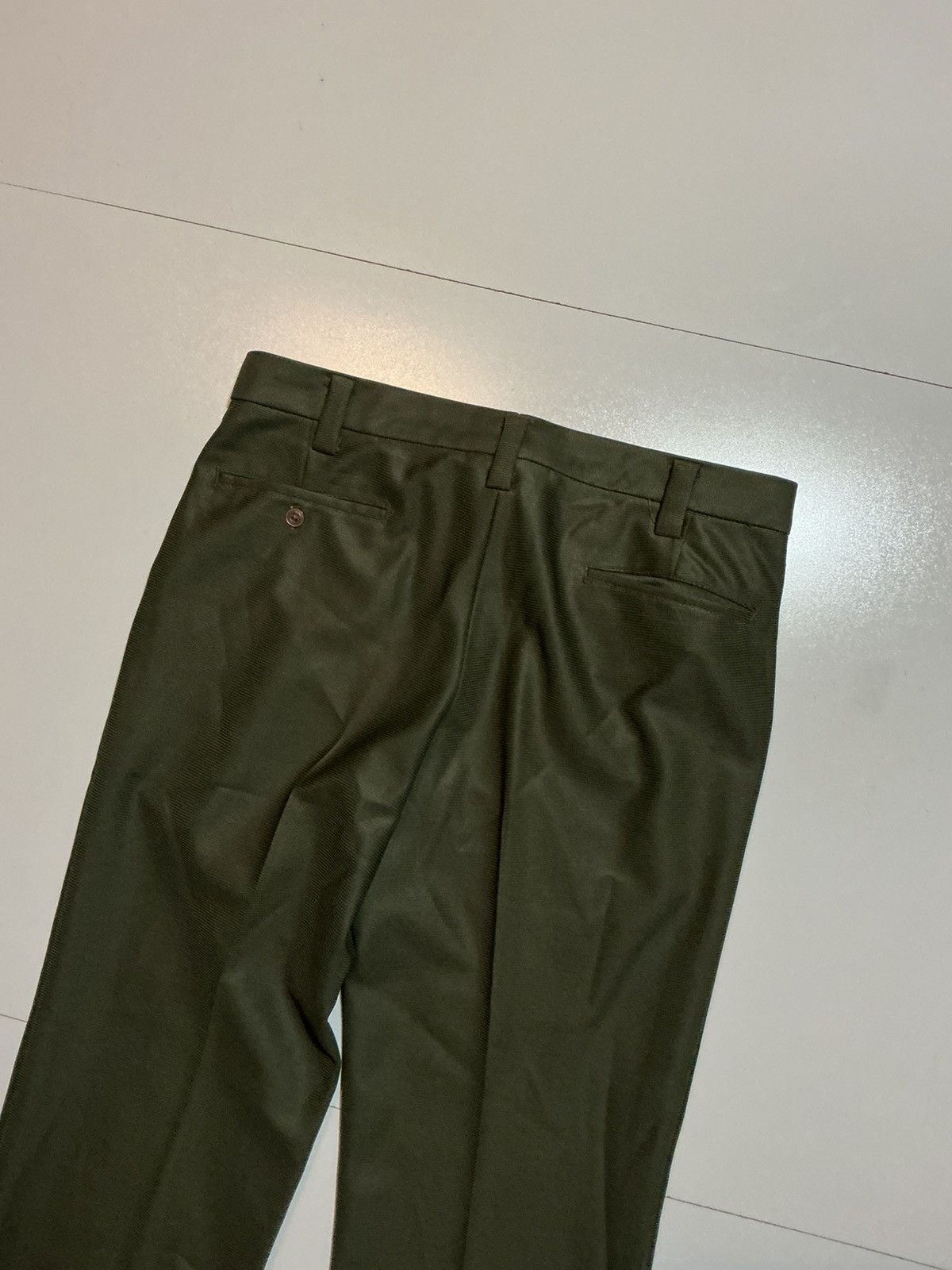 Vintage Vintage 70s Olive Green Textured Disco Flare Leisure Pants Size US 34 / EU 50 - 6 Thumbnail