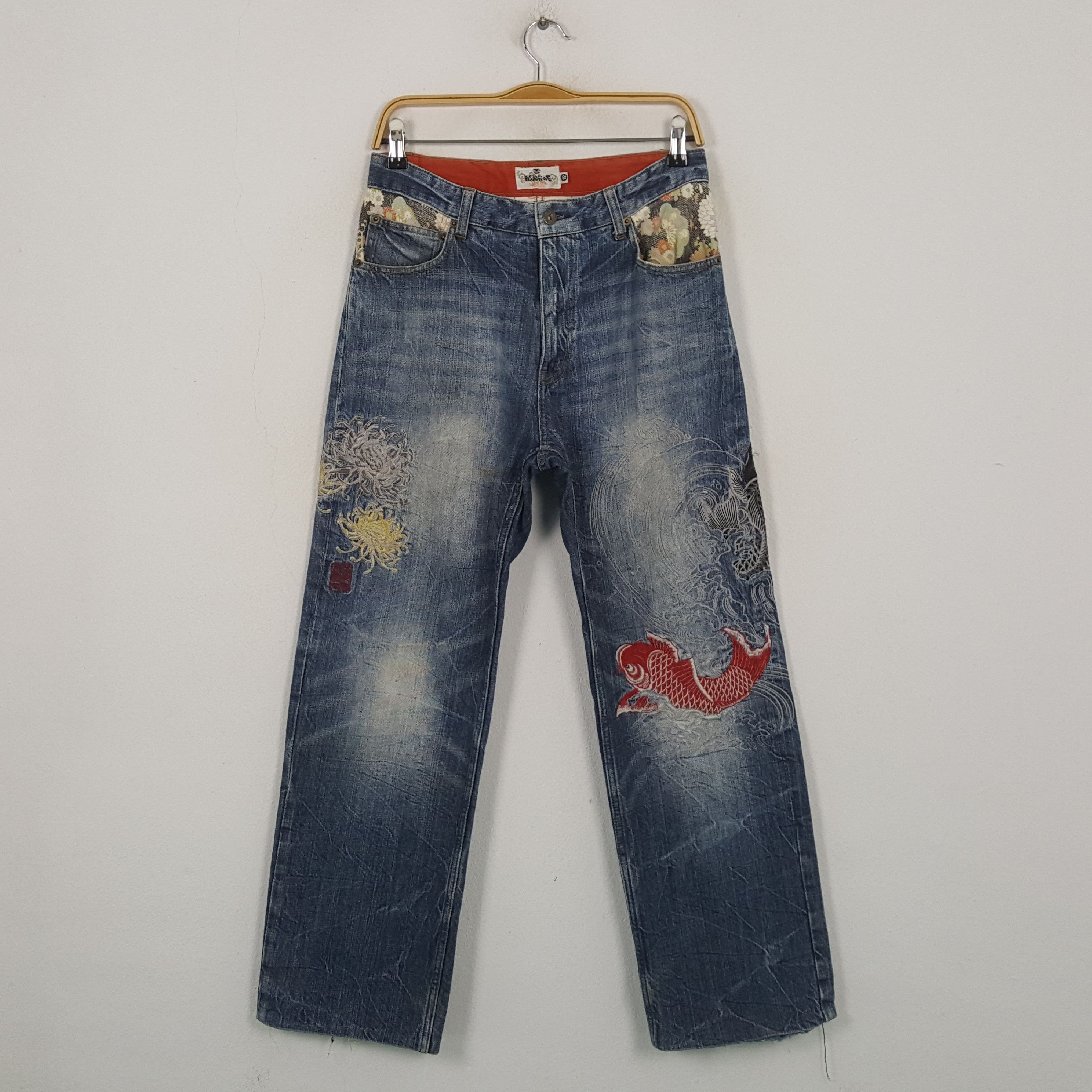 Japanese Brand Vintage Karakuri Tamashii Japanese Brand Denim RR9 Size US 29 - 1 Thumbnail