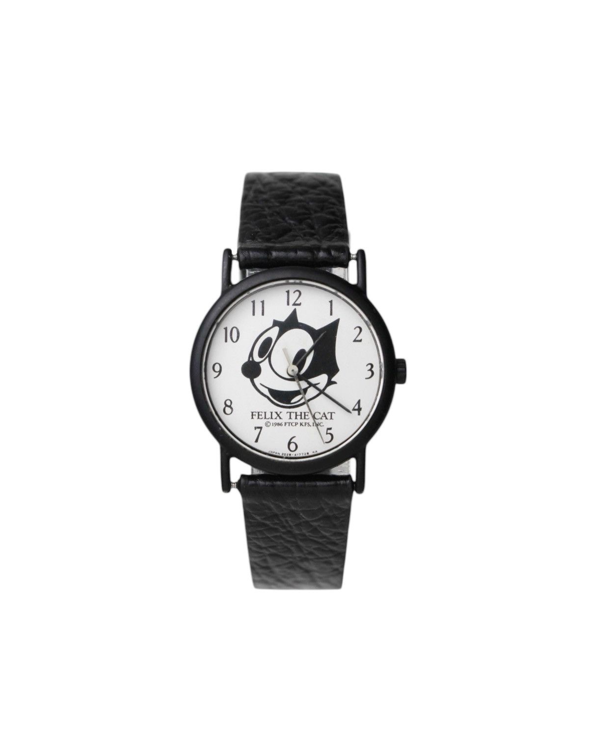 Archival Clothing x Vintage 1986 Felix The Cat Vega Japan Black Leather Watch, Men's