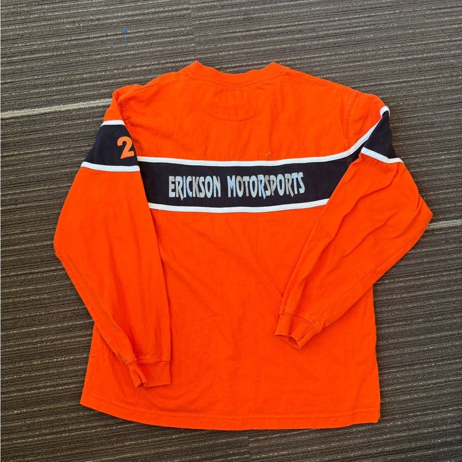Harley Davidson × Vintage Erickson motorsports Orange Long Sleeve Tee Black Stripe Size US L / EU 52-54 / 3 - 2 Thumbnail