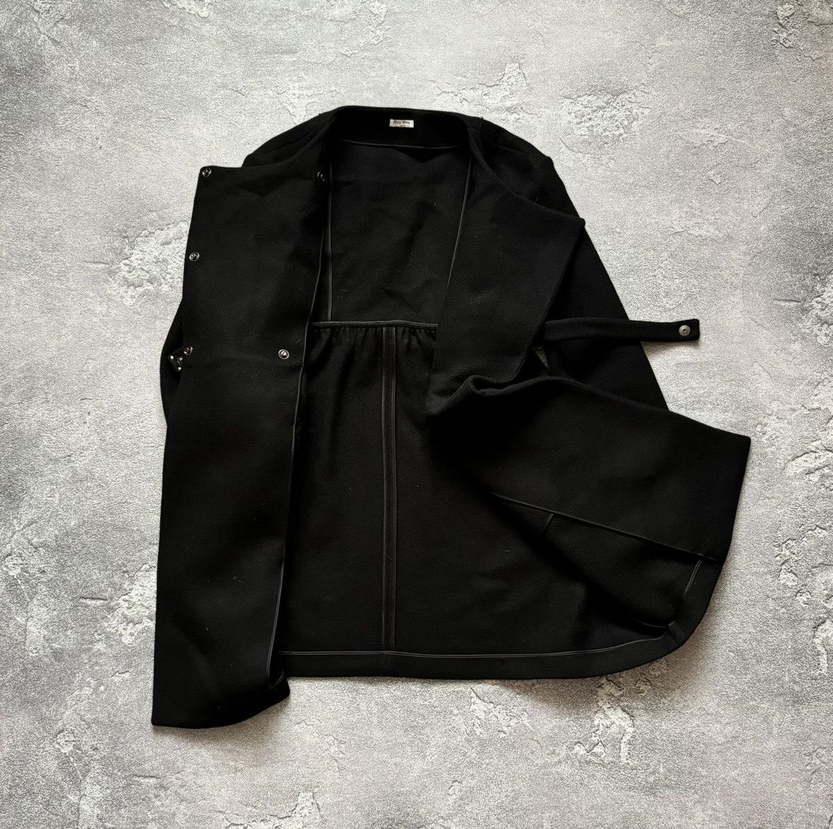 Miu Miu × Prada Miu Miu 44 by Prada black wool coat + belt jacket overcoat Size M / US 6-8 / IT 42-44 - 13 Thumbnail