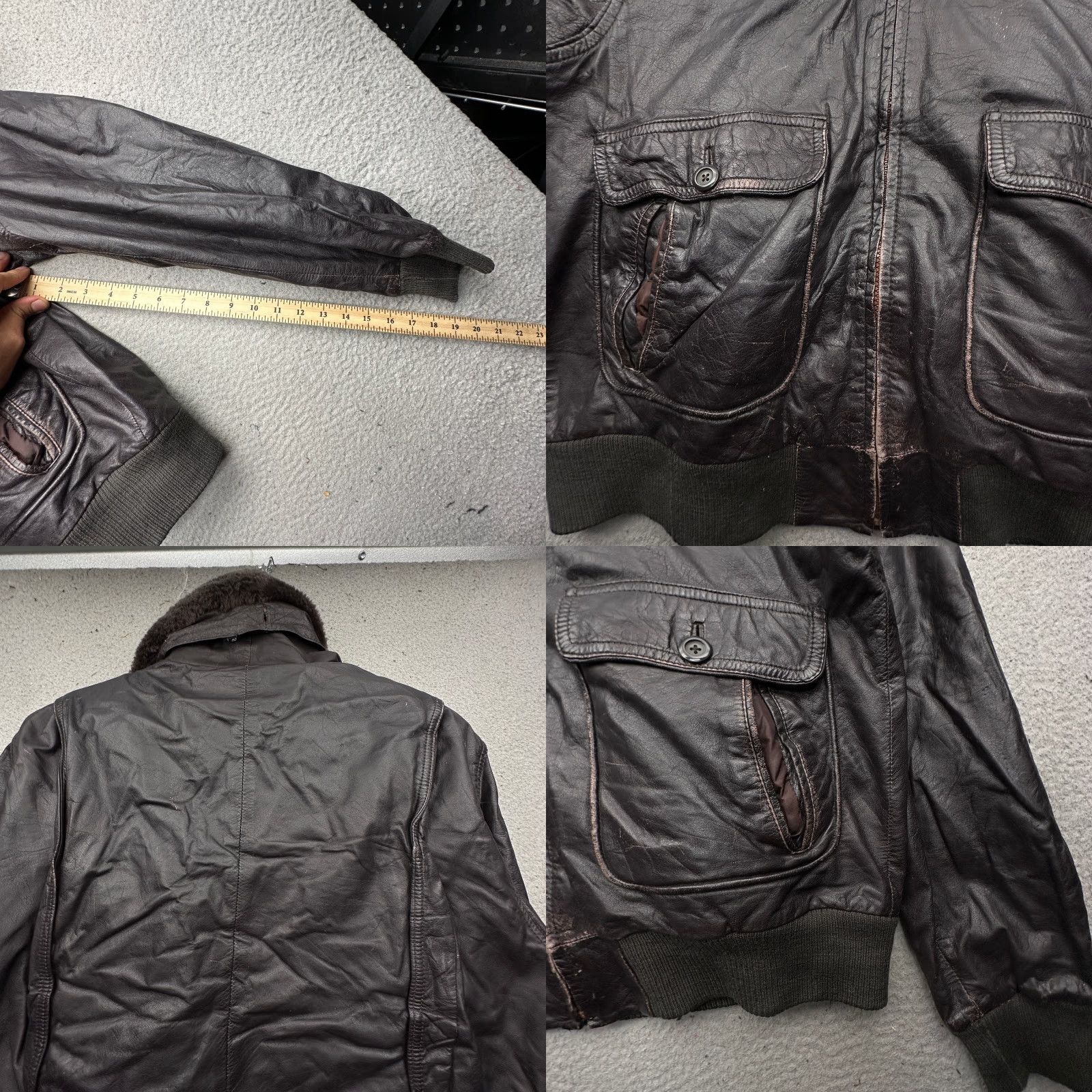Vintage VINTAGE Deerskin Trading Post Bomber Leather Jacket Mens 40 Medium Brown Acrylic Pile Lined Jacket Mens 40 Medium Brown Size US XXS / EU 40 - 8 Thumbnail