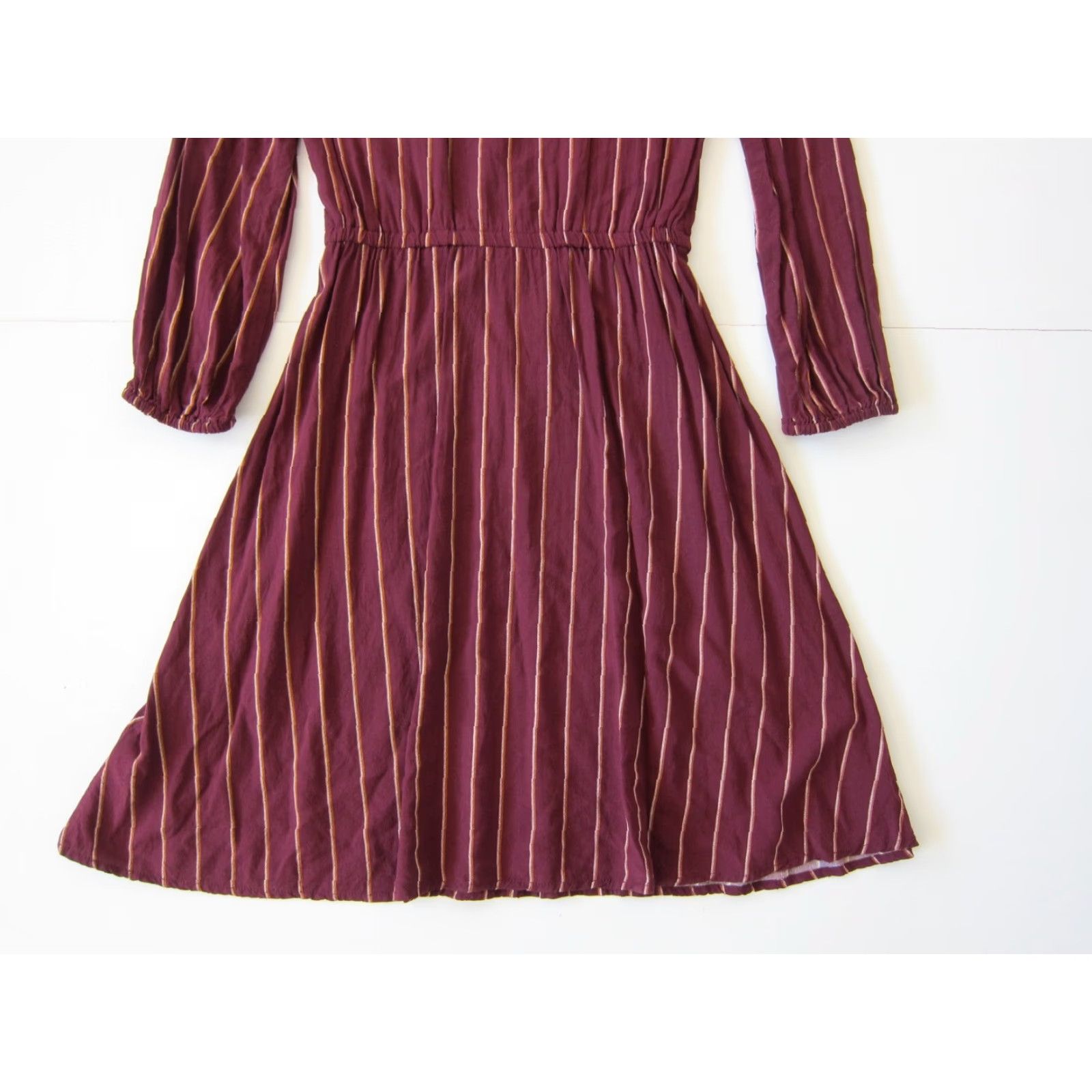 Old Navy Old Navy 100% Rayon Maroon Red Yellow Stripe Long Sleeve Sheath Tunic Dress XS Dress Size XS / US 0-2 / IT 36-38 - 6 Thumbnail