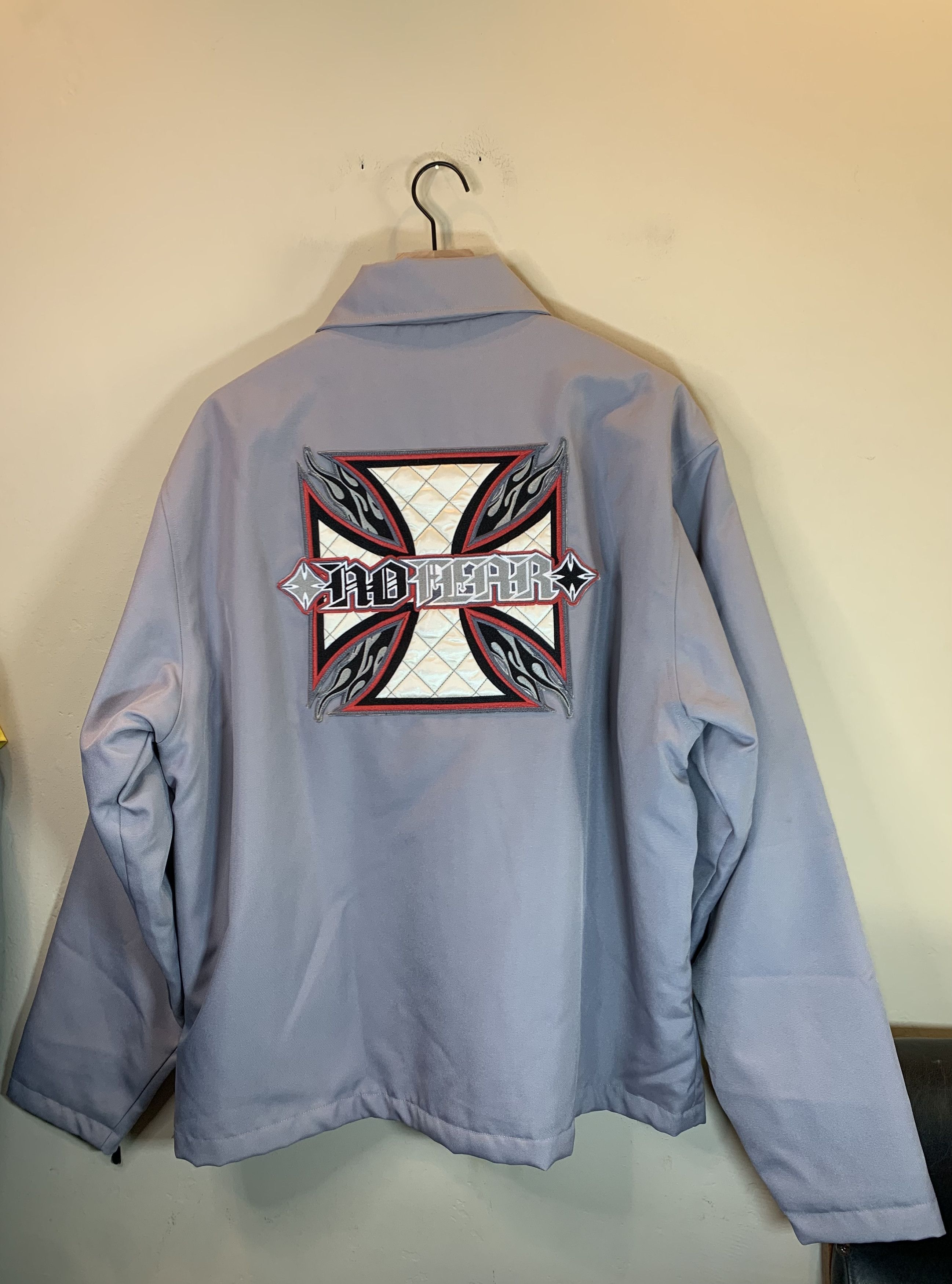 No Fear *RARE* No Fear Iron Cross Flame Biker Embroidered Zip Jacket Size US L / EU 52-54 / 3 - 1 Thumbnail