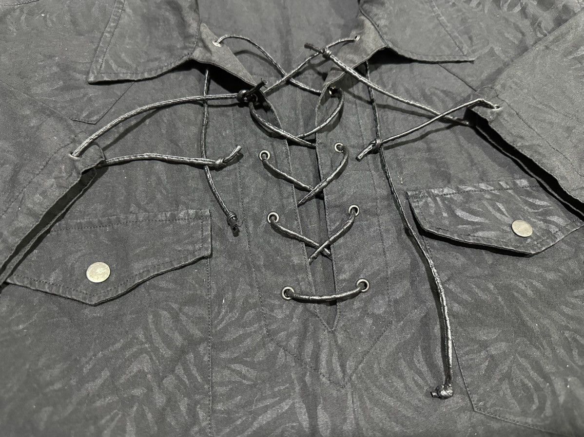 If Six Was Nine 🔥Sick Y2K Omkoe Waxed Laces Up Shirt Vkei Goth Punk Size US L / EU 52-54 / 3 - 3 Thumbnail