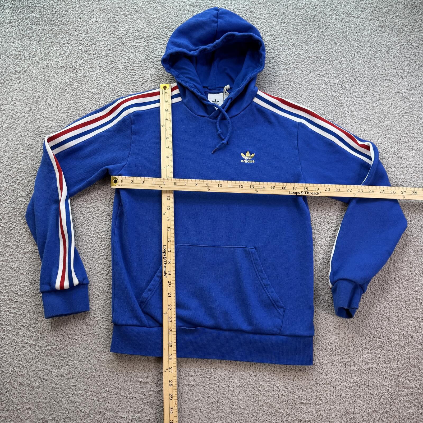 Adidas Adidas Originals Trefoil Hoodie Blue Stripe Sleeve Mens S Size US S / EU 44-46 / 1 - 3 Thumbnail