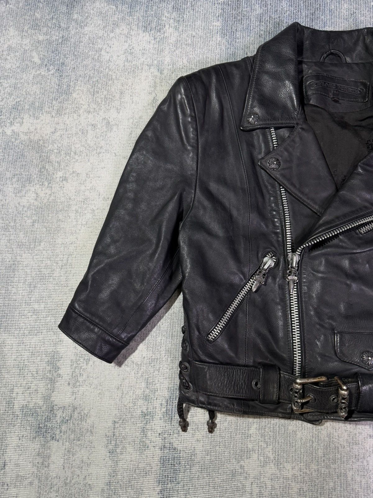 Chrome Hearts Chrome Hearts - Big Cross Belted Leather Biker Jacket Size US S / EU 44-46 / 1 - 5 Thumbnail