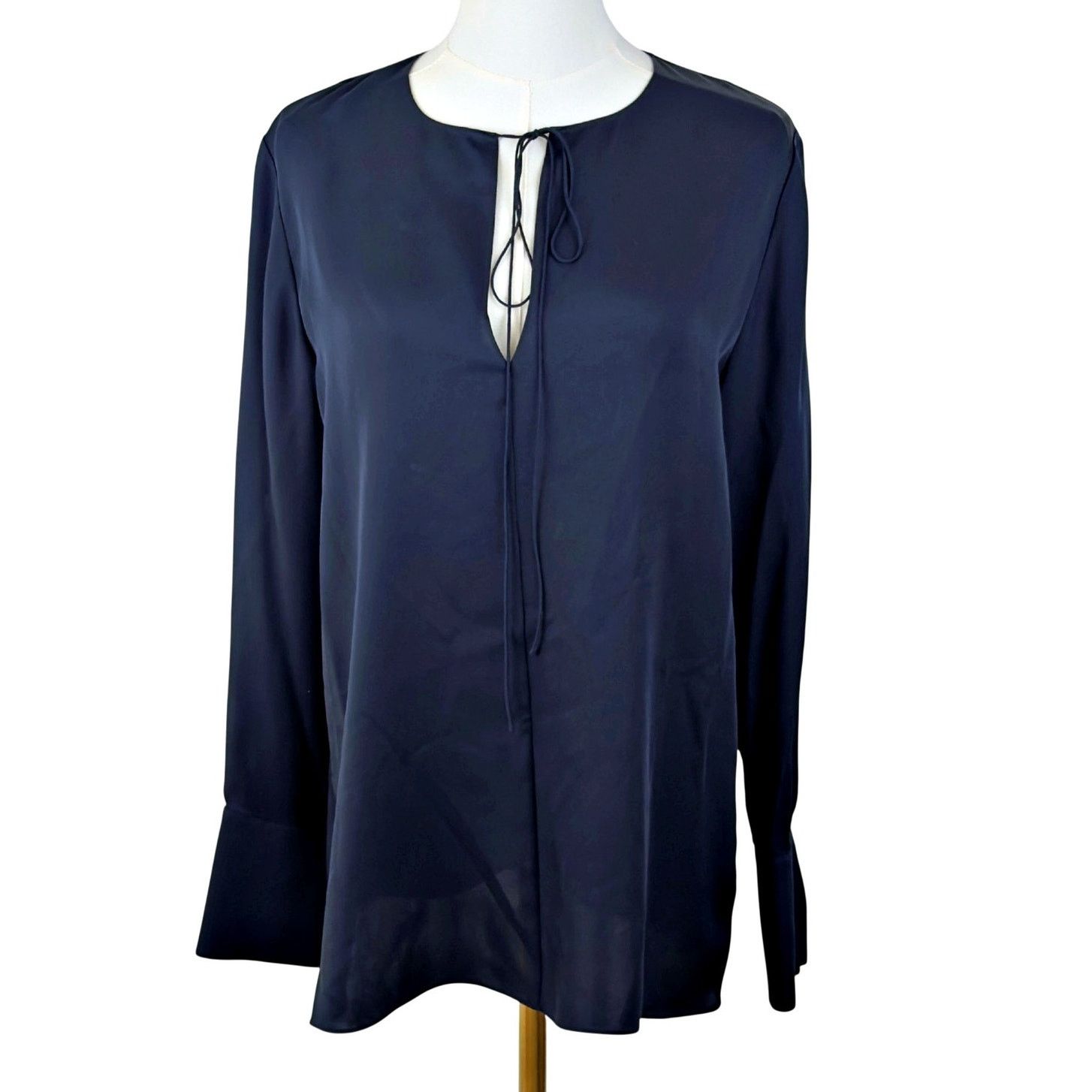 Theory Theory Silk Blue Keyhole Tie Front Cuff Sleeve Blouse Tunic Size M / US 6-8 / IT 42-44 - 1 Thumbnail