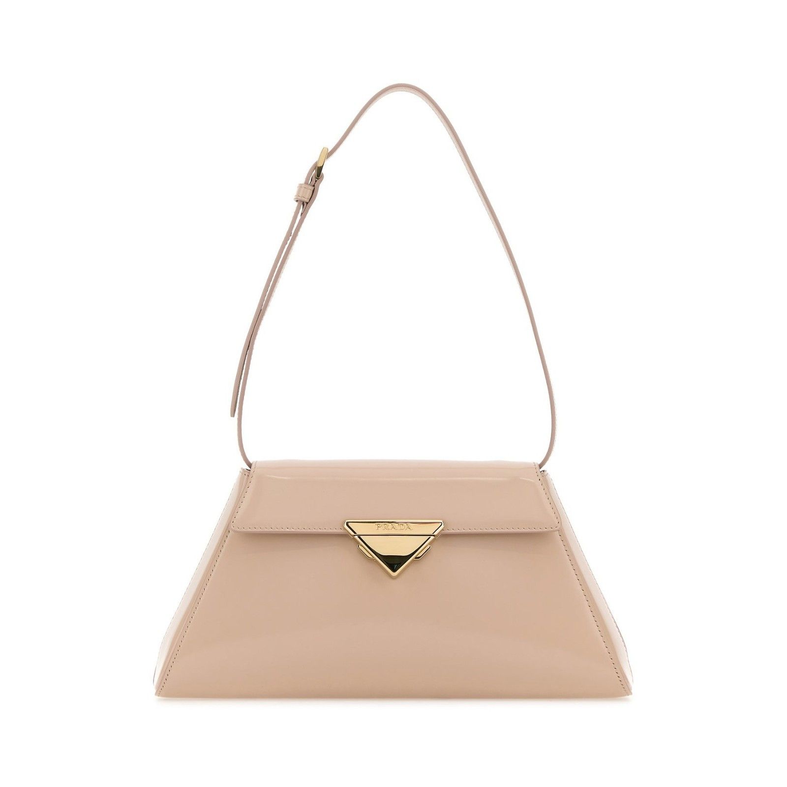 Prada PRADA Triangle Shape Powder Nude / Pink Shiny Leather Should Size ONE SIZE - 1 Thumbnail