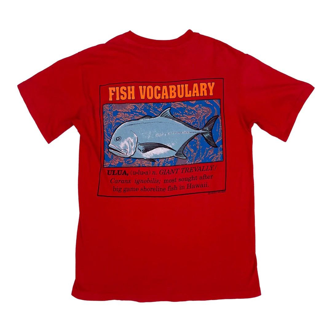 Hanes Hawaii Fish Vocabulary 1980 80s Vintage USA Made T-Shirt Size US S / EU 44-46 / 1 - 1 Thumbnail