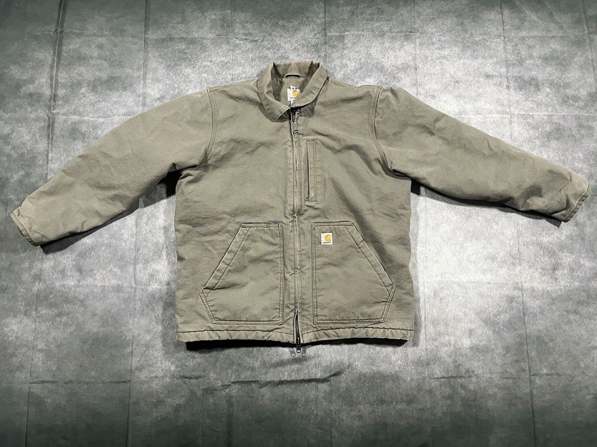 Carhartt Carhartt Duck Canvas Work Jacket Brown Full Zip Sherpa Lined Size US L / EU 52-54 / 3 - 1 Thumbnail