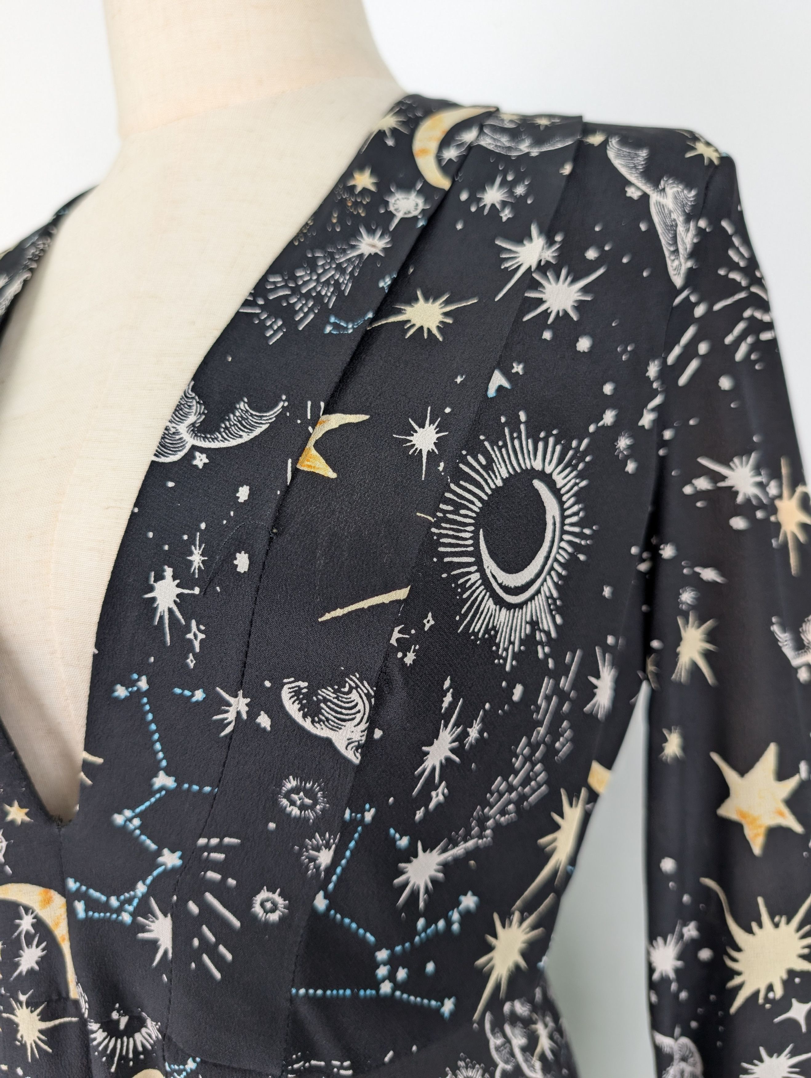 RIXO Rixo Black Star Printed Silk Dress Size S / US 4 / IT 40 - 3 Thumbnail