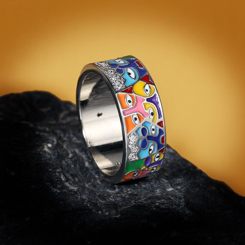 Jewelry Lovely Cat Unique Enamel Rings Size ONE SIZE - 1 Preview