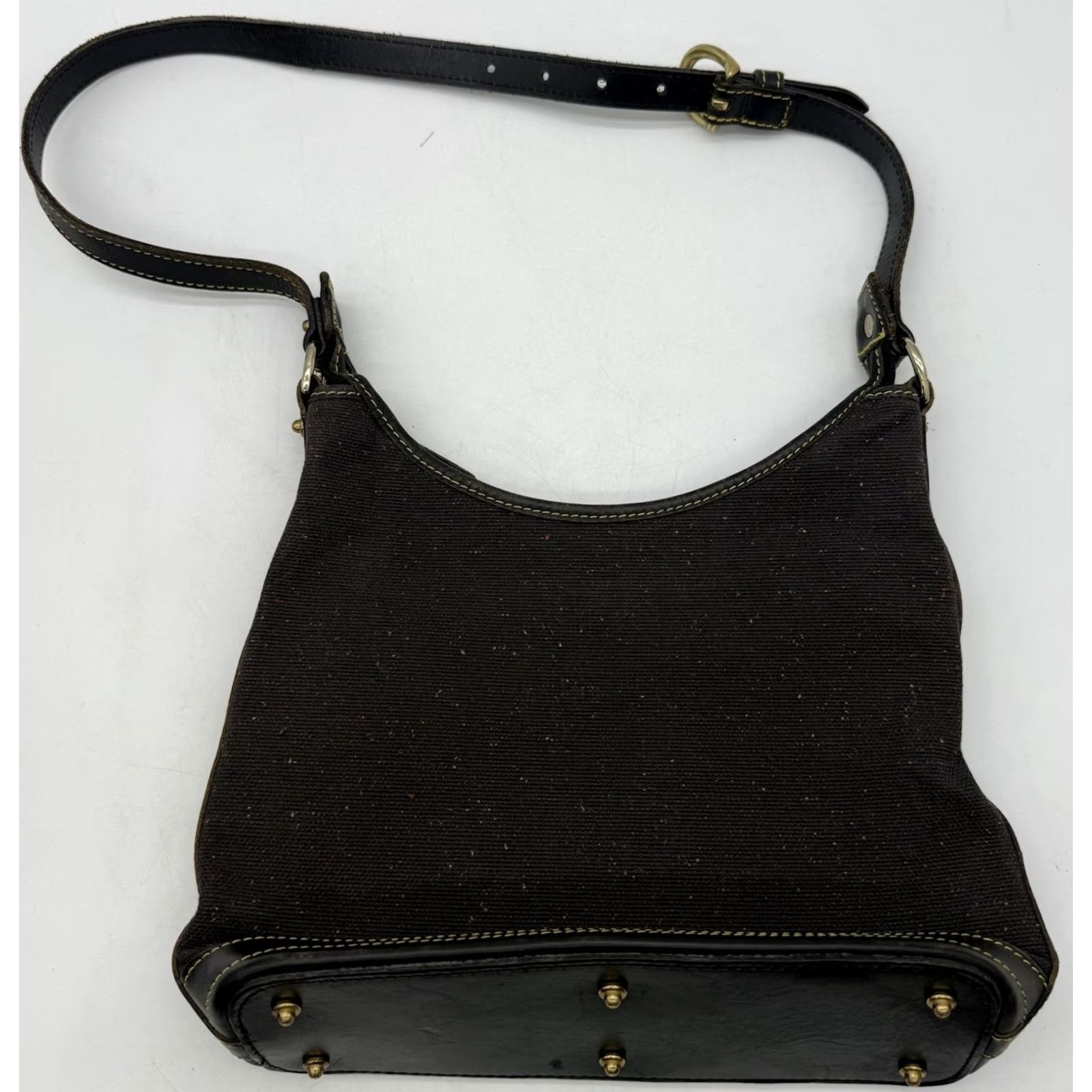 Dooney & Bourke Dooney & Bourke Logo Canvas Shoulder Bag Hobo Black Satchel/Top Handle Womens Canvas Leather Logo Pattern Bag Size ONE SIZE - 6 Thumbnail