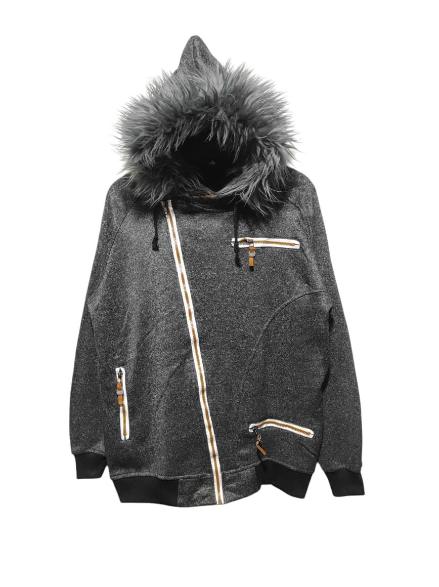 Hysteric Glamour Gray Asymetrical Zipper Fur Hoodie LGB IfSixWasNine style Size US M / EU 48-50 / 2 - 1 Thumbnail