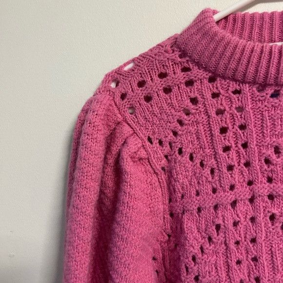 Mango Mango Pointelle Pink Knit Sweater Size S / US 4 / IT 40 - 2 Thumbnail