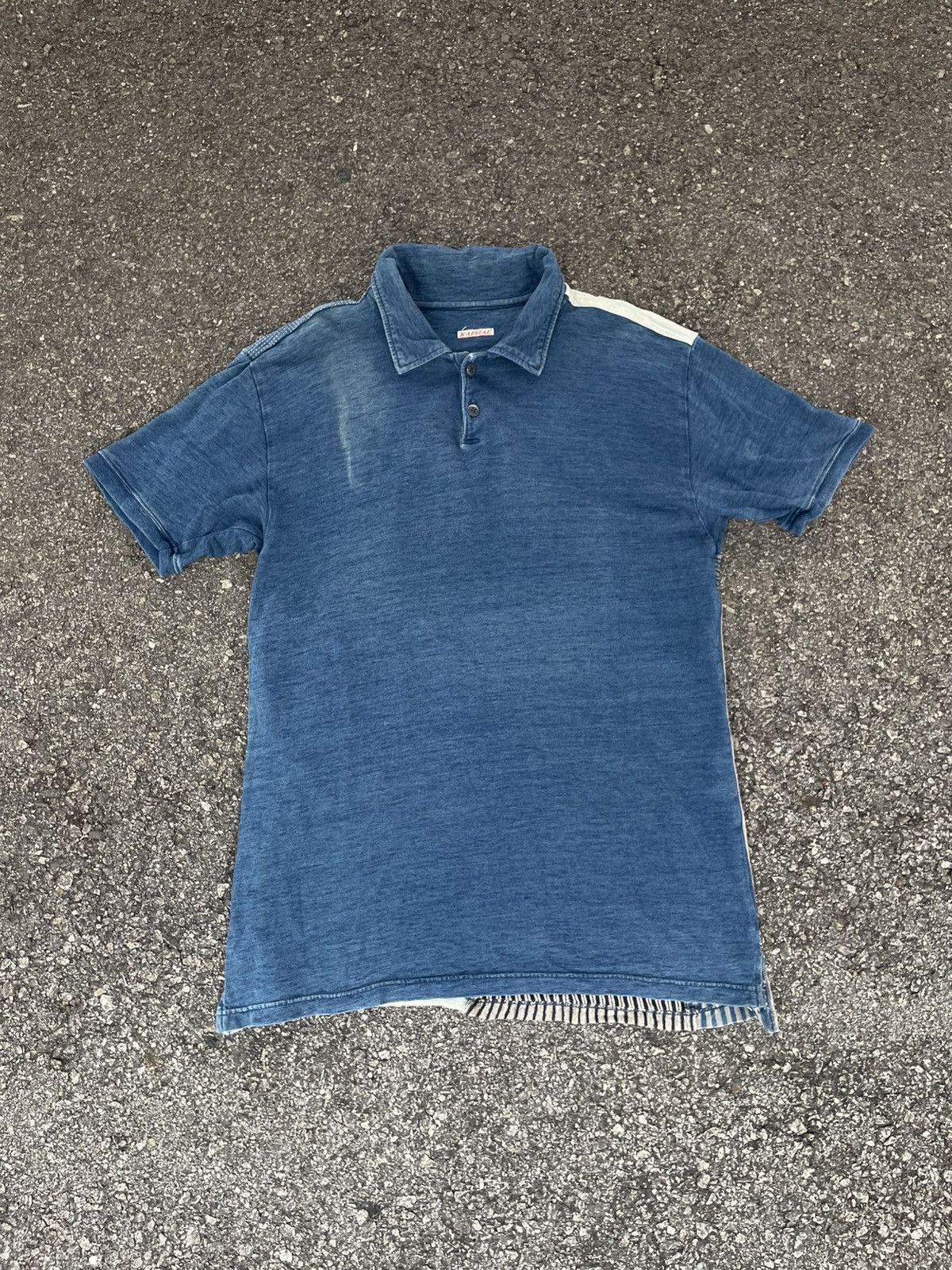 Kapital Indigo Dyed Patchwork Polo Shirt Size US L / EU 52-54 / 3 - 2 Thumbnail