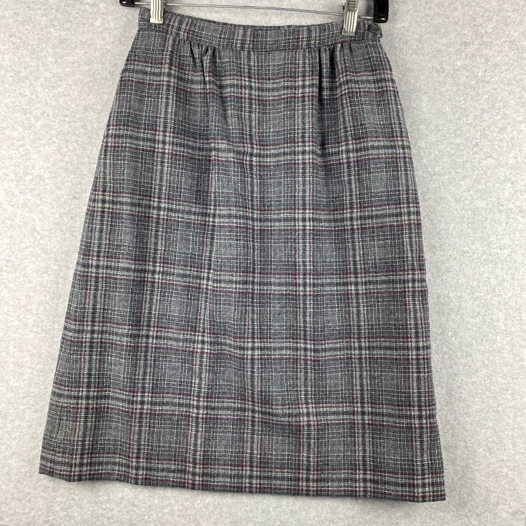 Pendleton VINTAGE Pendleton Skirt 4 Womens Gray Tartan Plaid Wool USA Made 70s Size 27" / US 4 / IT 40 - 2 Thumbnail