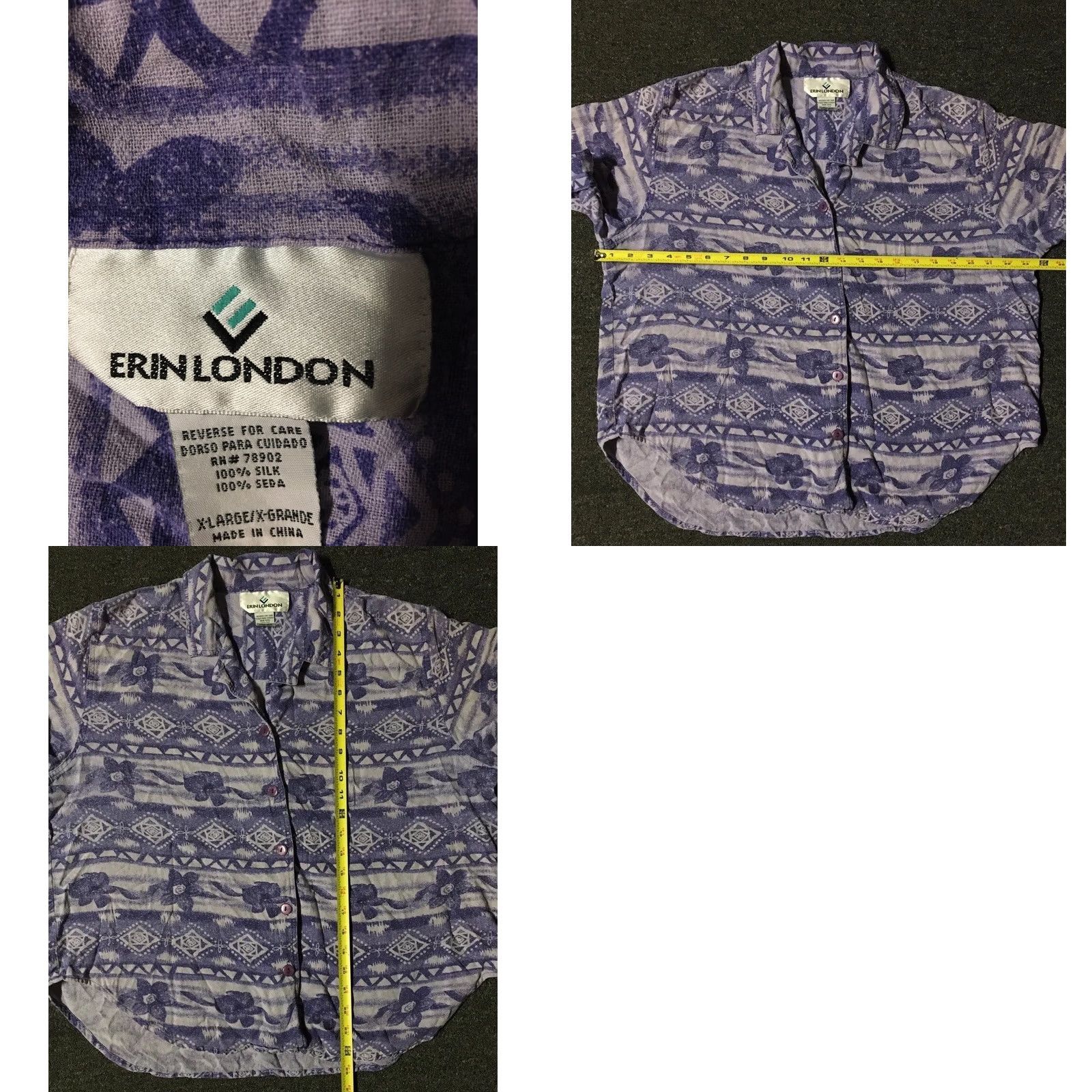 Vintage VINTAGE All Over Print Shirt XL Purple Abstract 90s Boxy Silk Button-Up Women Modern Surf Skate Grunge Vaporwave Decade 90s Size XL / US 12-14 / IT 48-50 - 8 Thumbnail