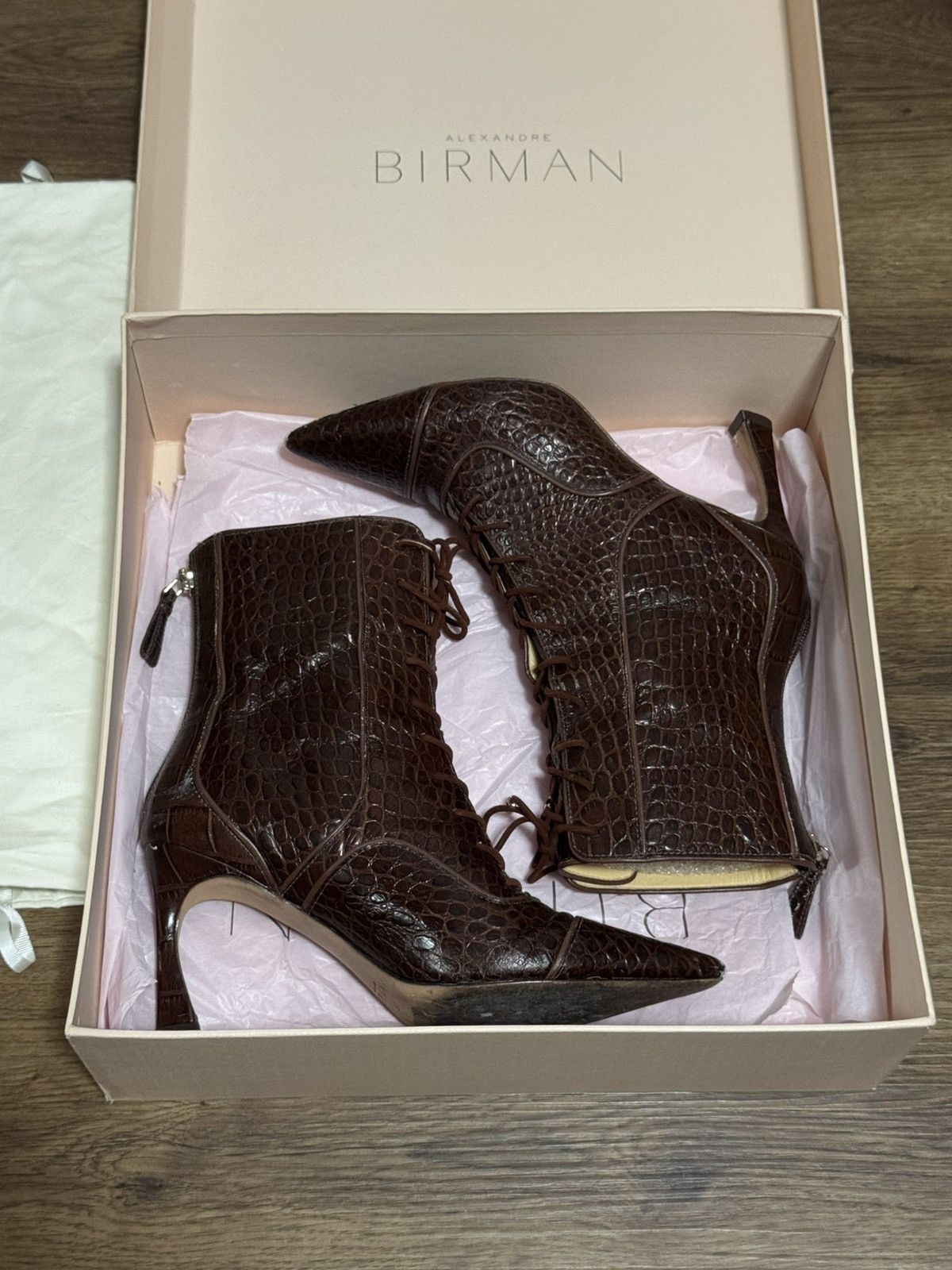 Alexandre Birman Alexandre Birman Ginny crocodile embossed leather heel boots Size US 6 / IT 36 - 1 Thumbnail