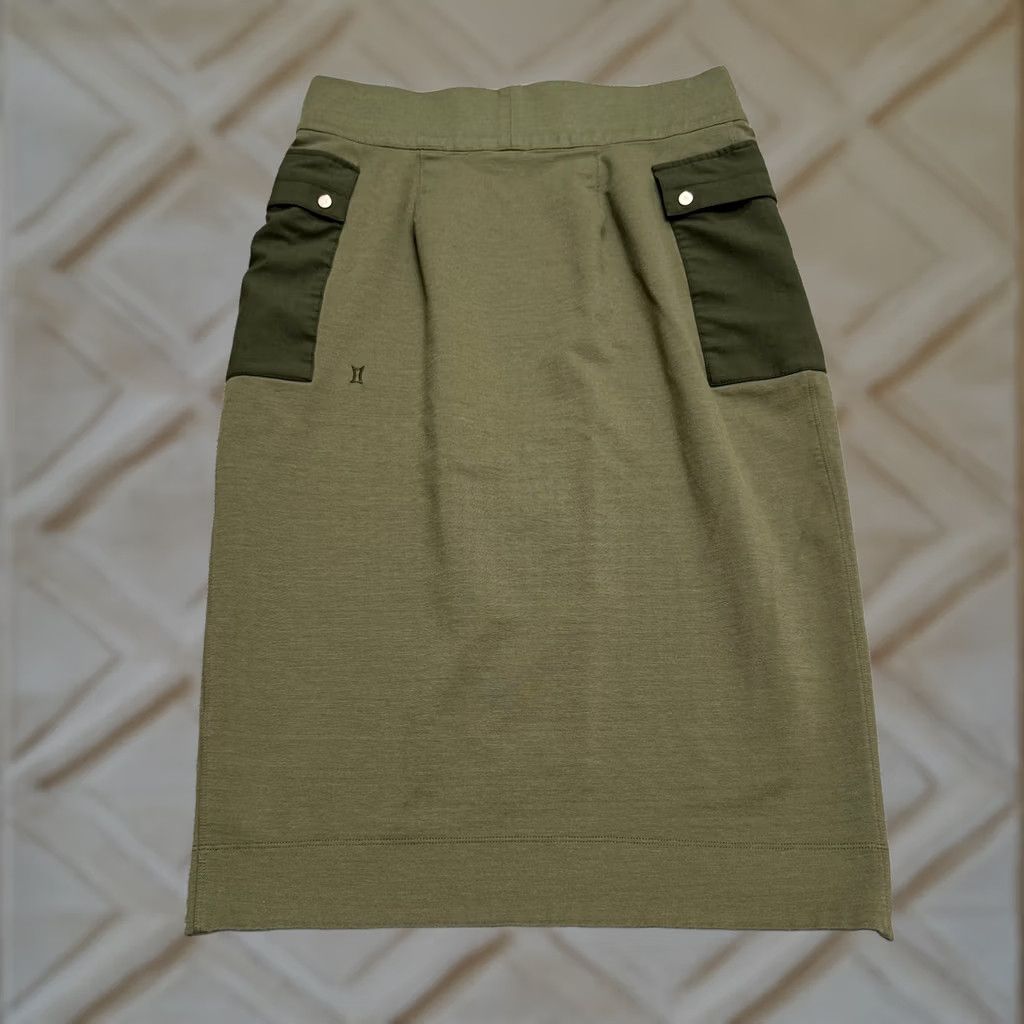 Olive Kit And Ace Skirt Womens 8 Olive Green Pencil Cashmere Silk Utility Tech Cargo Size 30" / US 8 / IT 44 - 1 Thumbnail
