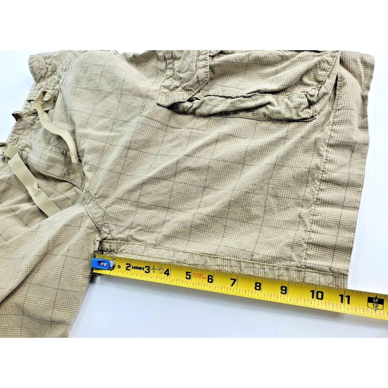 Vintage Aéropostale Cargo Shorts Men 30 Khaki Drawstring Plaid Board Swim 11” Inseam Casual Cargo Pocket Beige 100% Cotton Mens Size ONE SIZE - 7 Thumbnail