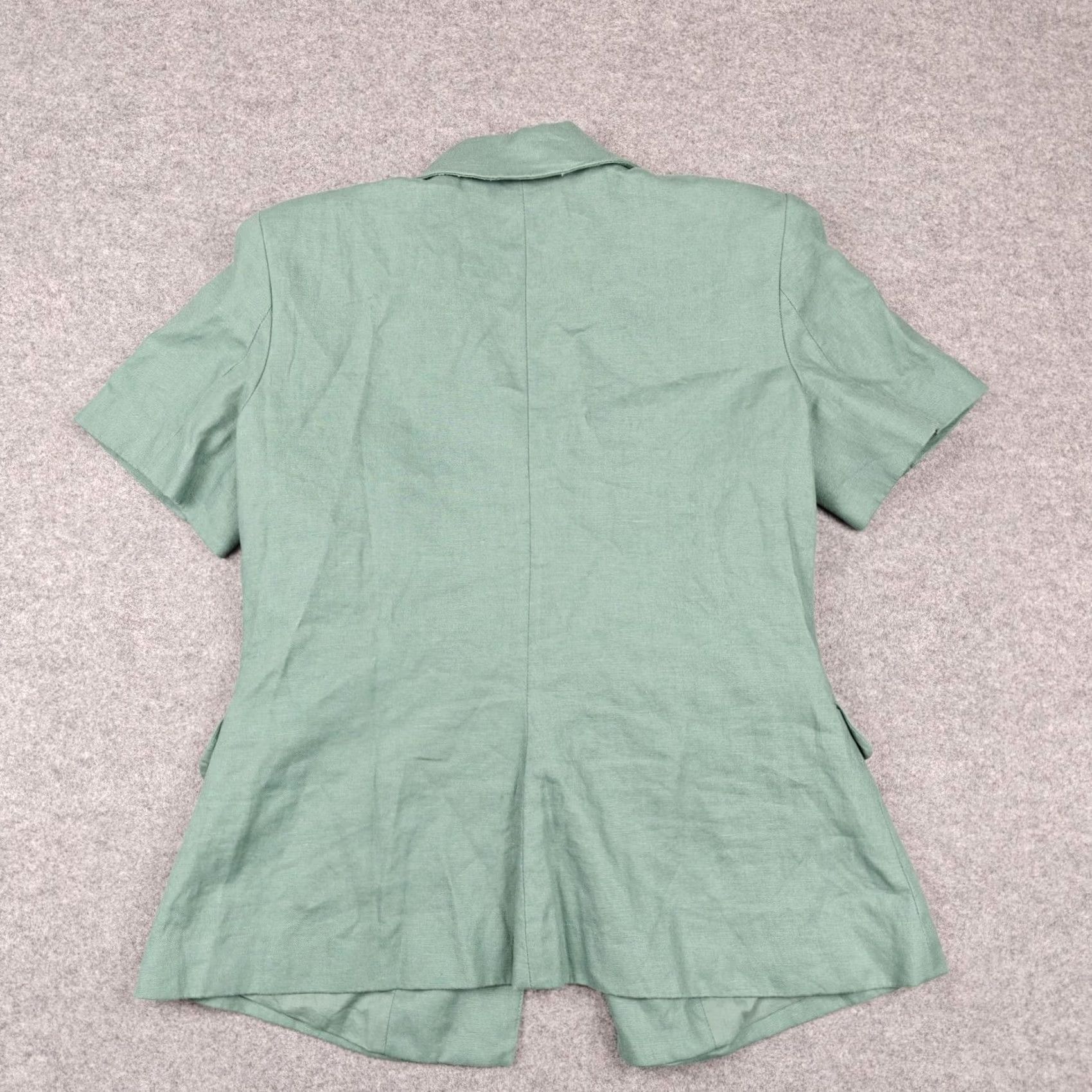 Abercrombie & Fitch Abercrombie & Fitch Blazer Womens L Green Linen Short Sleeve Two-Button Jacket Size 36" / US 14 / IT 50 - 7 Thumbnail